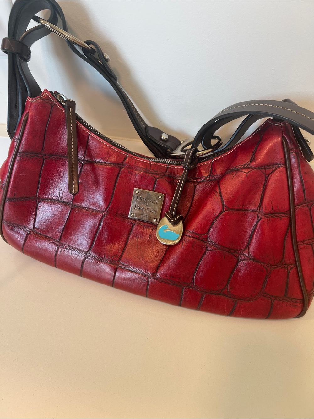 Vintage Dooney & Bourke Red Croc Leather Hobo Bag Y2K - Picture 4 of 4